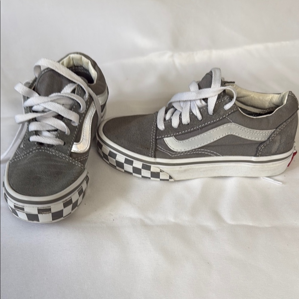 Vans Gray and White Kids Sneakers